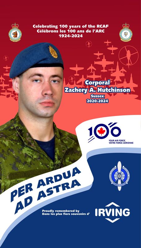 Cpl Zachery A. Hutchinson from Sussex, NB: 2020-2024