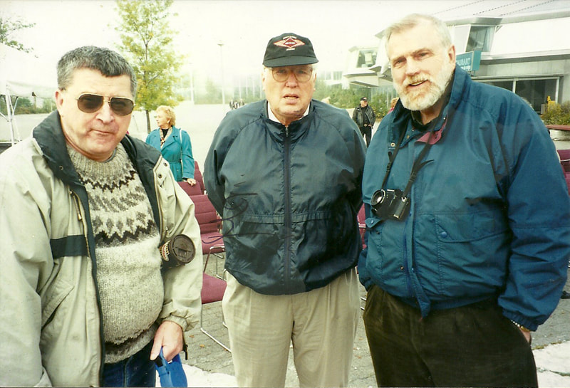  From left, Dick Blakey, son of famed bush pilot 'Rusty' Blakey, Don Evans and Bill Wheeler at the first Rusty Blakey fly-in, Sudbury. Photo from Bill Wheeler
