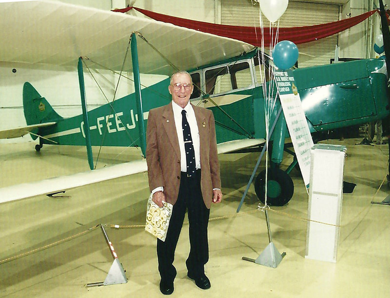  George Neal, with his Hornet Moth, at his 90th birthday party at the Toronto Aerospace Museum in November 2008. Photo from Gord McNulty