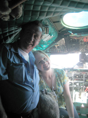 Danielle and Joe in the cockpit of 'GWIR.
